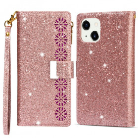 Case iPhone 13 Glitter Portemonnee Zip