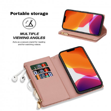 Case iPhone 13 Glitter Portemonnee Zip