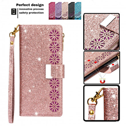 Case iPhone 13 Glitter Portemonnee Zip