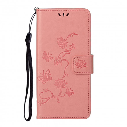 Etui Motorola Edge 20 Vlinders en bloemen met koord