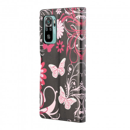 Xiaomi Redmi 10 Vlinders en Bloemen Koord Hoesje