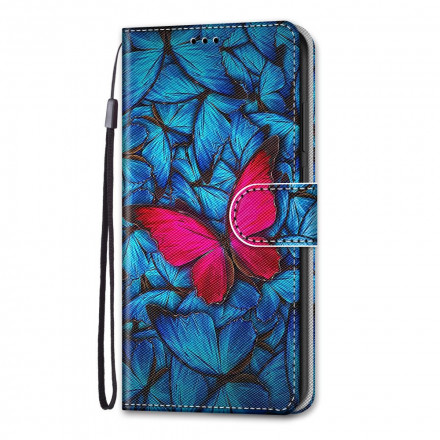 Xiaomi Redmi 10 vlinder geval met blauwe achtergrond