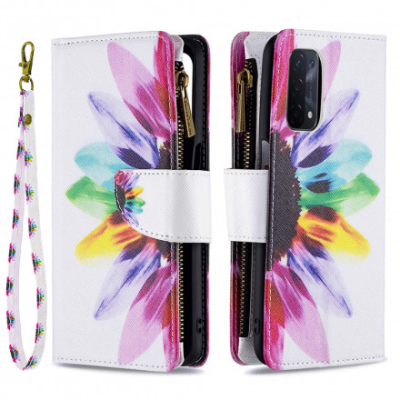 Etui Oppo A54 5G / A74 5G Zakje met rits Bloem