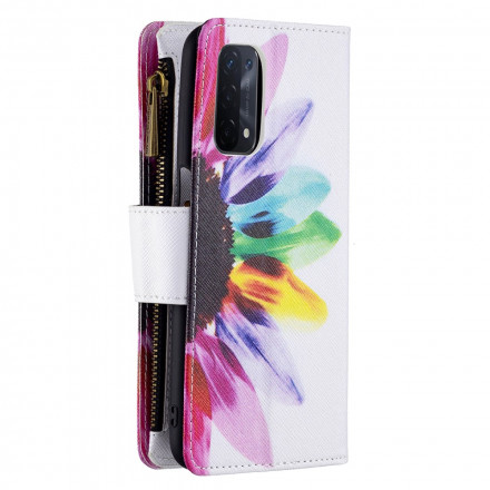 Etui Oppo A54 5G / A74 5G Zakje met rits Bloem