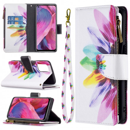 Etui Oppo A54 5G / A74 5G Zakje met rits Bloem