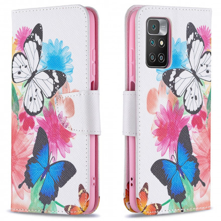 Xiaomi Redmi 10 Beschilderde Vlinders en Bloemen Case
