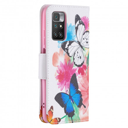 Xiaomi Redmi 10 Beschilderde Vlinders en Bloemen Case