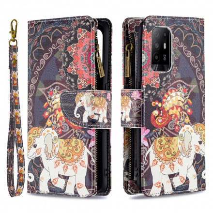 Oppo A94 5G Olifant Zip Pocket Hoesje Oppo A94 5G Olifant Zip Pocket Hoesje