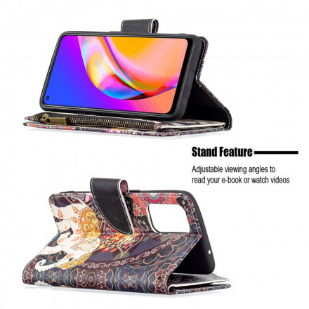 Oppo A94 5G Olifant Zip Pocket Hoesje Oppo A94 5G Olifant Zip Pocket Hoesje