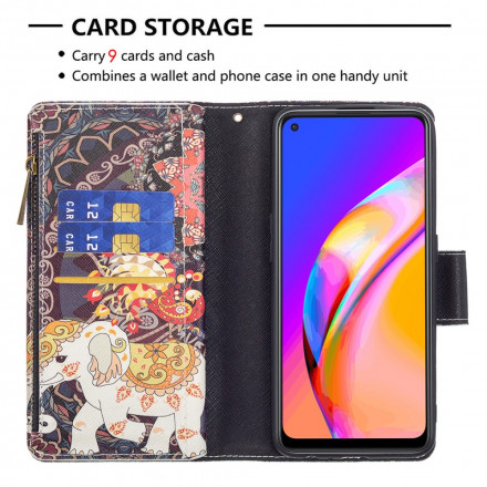 Oppo A94 5G Olifant Zip Pocket Hoesje Oppo A94 5G Olifant Zip Pocket Hoesje
