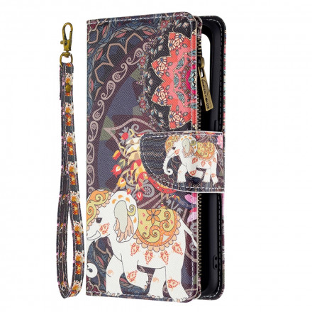 Oppo A94 5G Olifant Zip Pocket Hoesje Oppo A94 5G Olifant Zip Pocket Hoesje