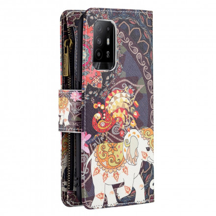 Oppo A94 5G Olifant Zip Pocket Hoesje Oppo A94 5G Olifant Zip Pocket Hoesje