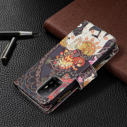 Oppo A94 5G Olifant Zip Pocket Hoesje Oppo A94 5G Olifant Zip Pocket Hoesje