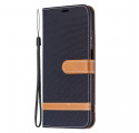 Xiaomi Redmi 10 stof en leer effect riem case