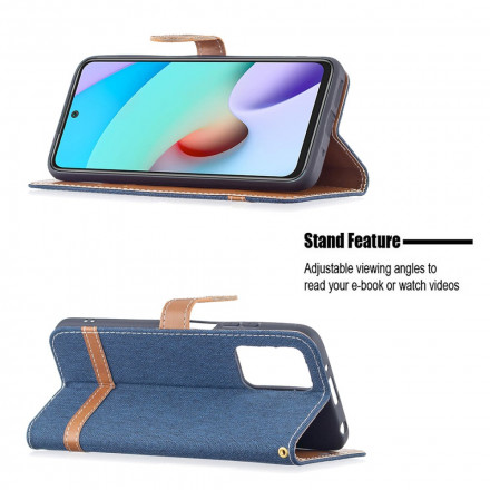 Xiaomi Redmi 10 stof en leer effect riem case Xiaomi Redmi 10 stof en leer effect riem case