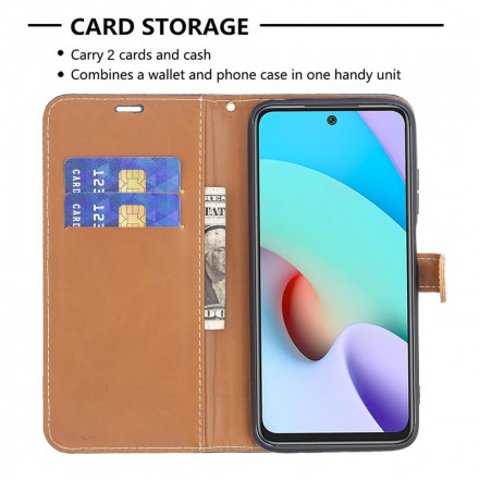 Xiaomi Redmi 10 stof en leer effect riem case Xiaomi Redmi 10 stof en leer effect riem case