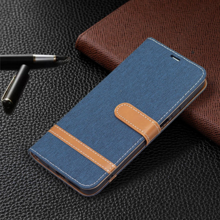 Xiaomi Redmi 10 stof en leer effect riem case Xiaomi Redmi 10 stof en leer effect riem case