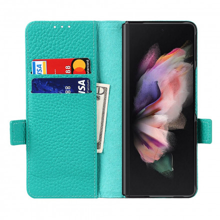 Samsung Galaxy Z Fold 3 5G Lederen Hoesje Echt Lychee