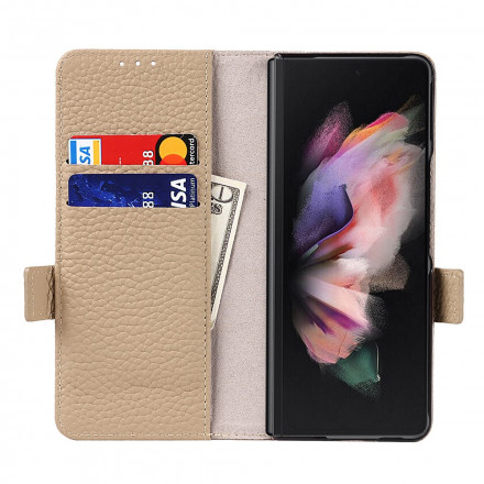 Samsung Galaxy Z Fold 3 5G Lederen Hoesje Echt Lychee