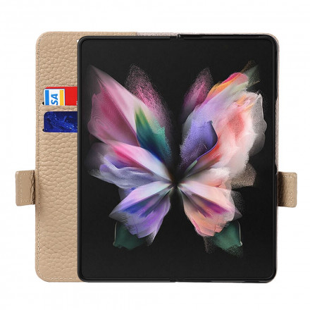 Samsung Galaxy Z Fold 3 5G Lederen Hoesje Echt Lychee