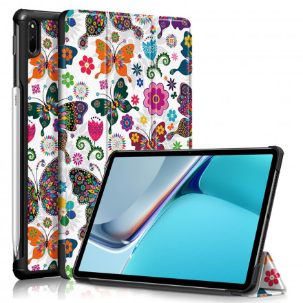 Smart Case Huawei MatePad 11 (2021) Vlinders en Bloemen Retro