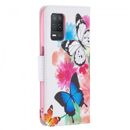 Cover Realme 8 5G Beschilderde Vlinders en Bloemen