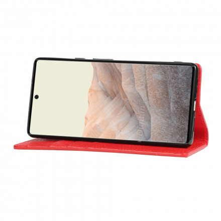 Flip Cover Google Pixel 6 leer Echte Lychee riem