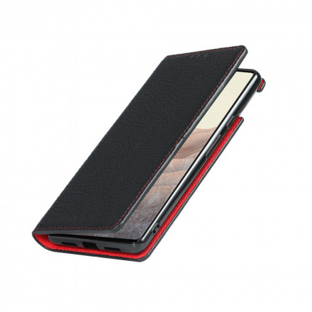 Flip Cover Google Pixel 6 leer Echte Lychee riem