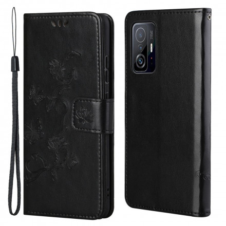 Xiaomi 11T / 11T Pro Vlinders en Bloemen Strap Case