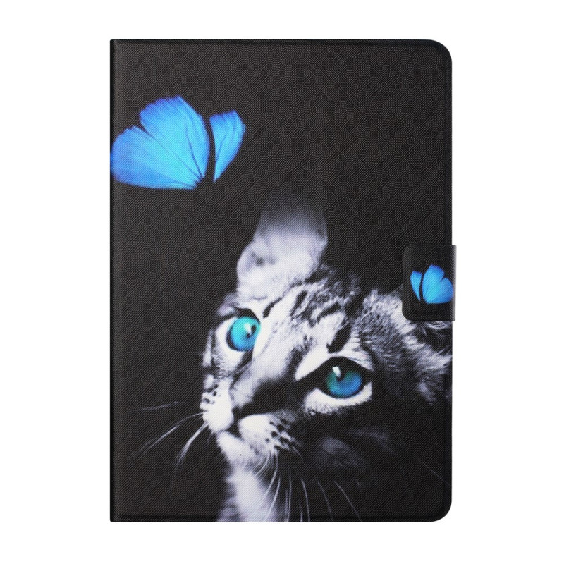 iPad Mini 6 (2021) Hoesje Kat en Vlinder Blauw