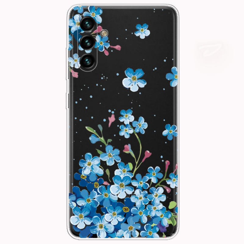 Samsung Galaxy A13 5G / A04s Blauw Bloemen Hoesje