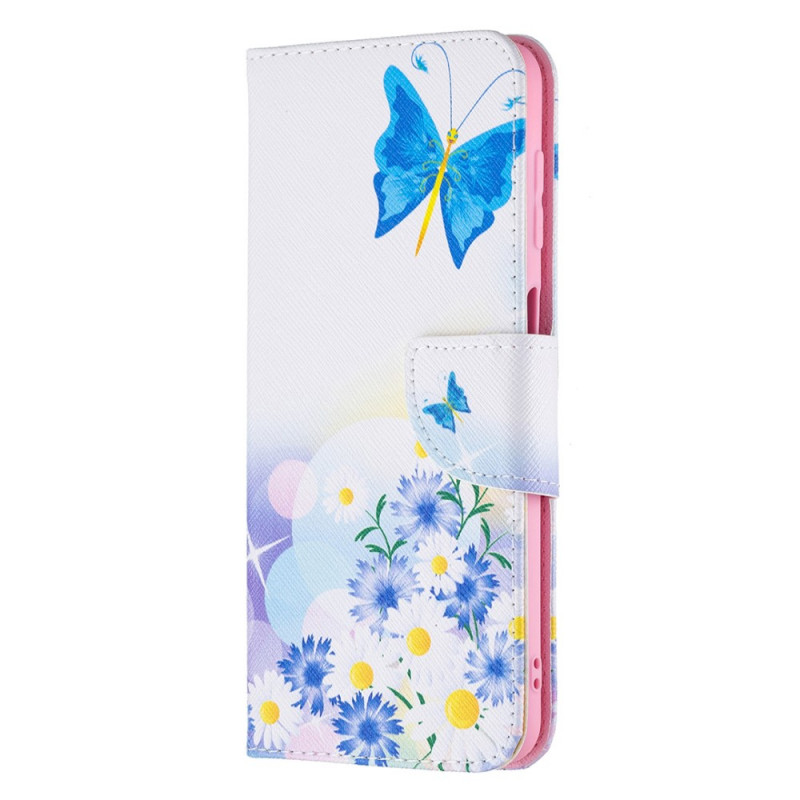 Samsung Galaxy M32 Hoesje Beschilderde Vlinders en Bloemen