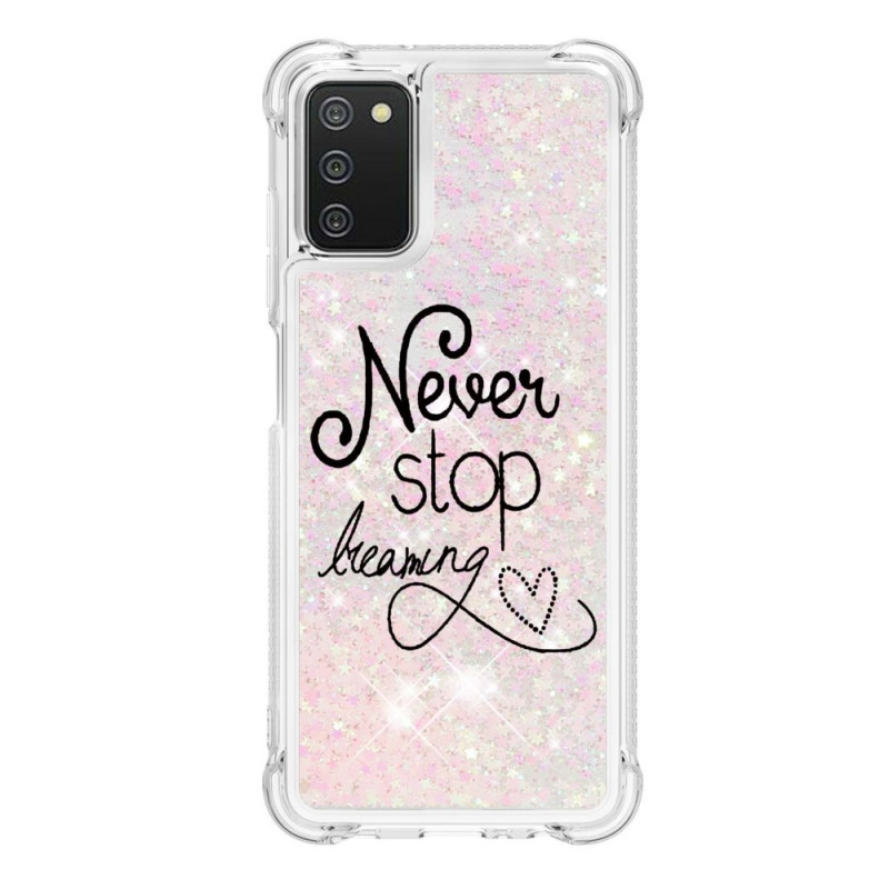 Samsung Galaxy A03s Never Stop Dreaming Glitter Hoesje