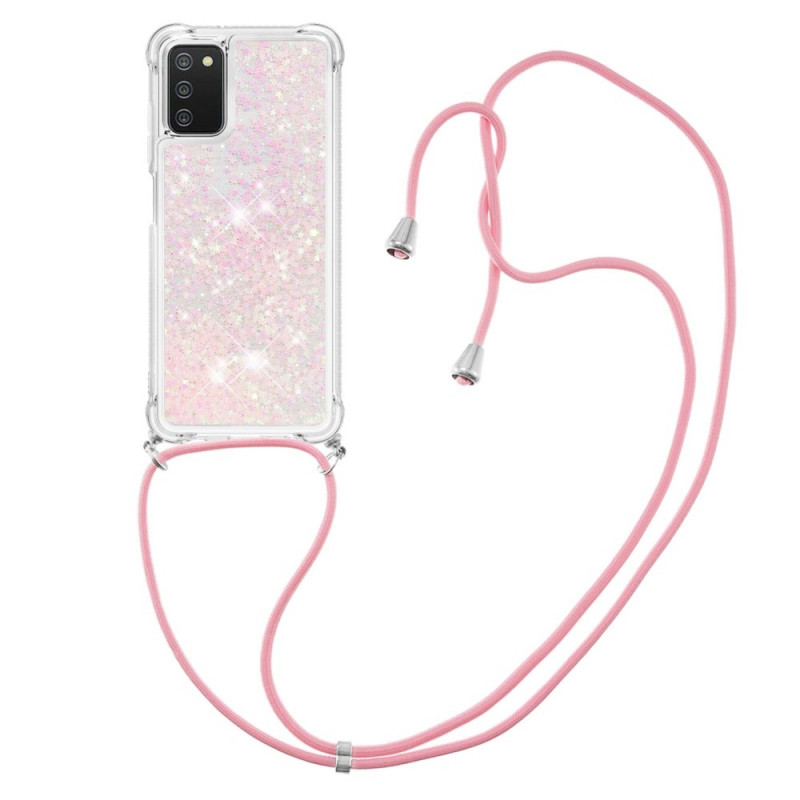 Samsung Galaxy A03s Glitter Etui met Koord