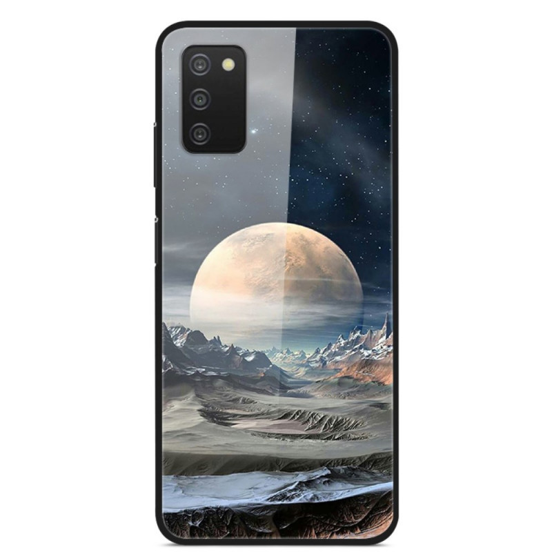 Samsung Galaxy A03s getemperd glas ruimte maan case