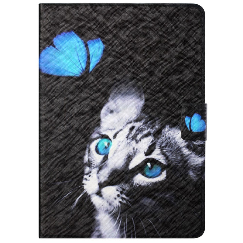 Samsung Galaxy Tab A8 hoesje (2021) Kat en vlinder blauw