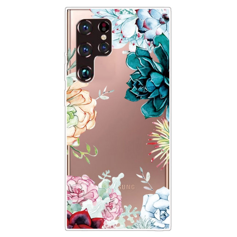 Samsung Galaxy S22 Ultra 5G helder aquarel bloem case