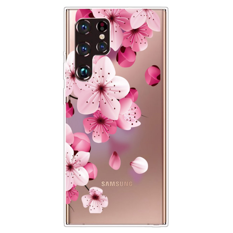 Samsung Galaxy S22 Ultra 5G Hoesje Klein Roze Bloemen
