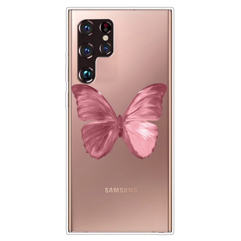 Samsung Galaxy S22 Ultra 5G Flexibele Vlindertasje Roze