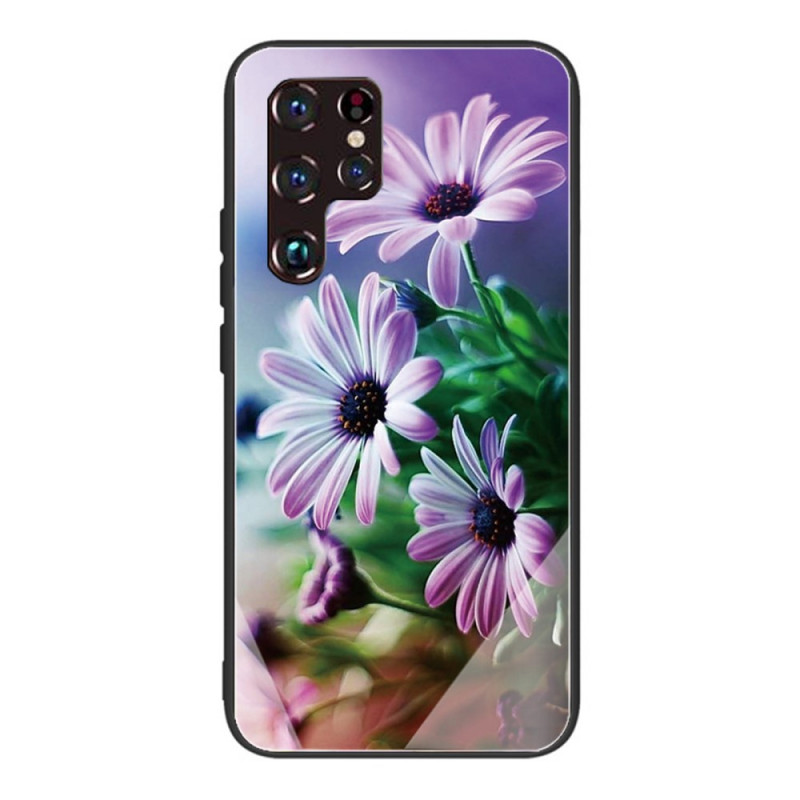 Samsung Galaxy S22 Ultra 5G getemperd glas case Realistische bloemen