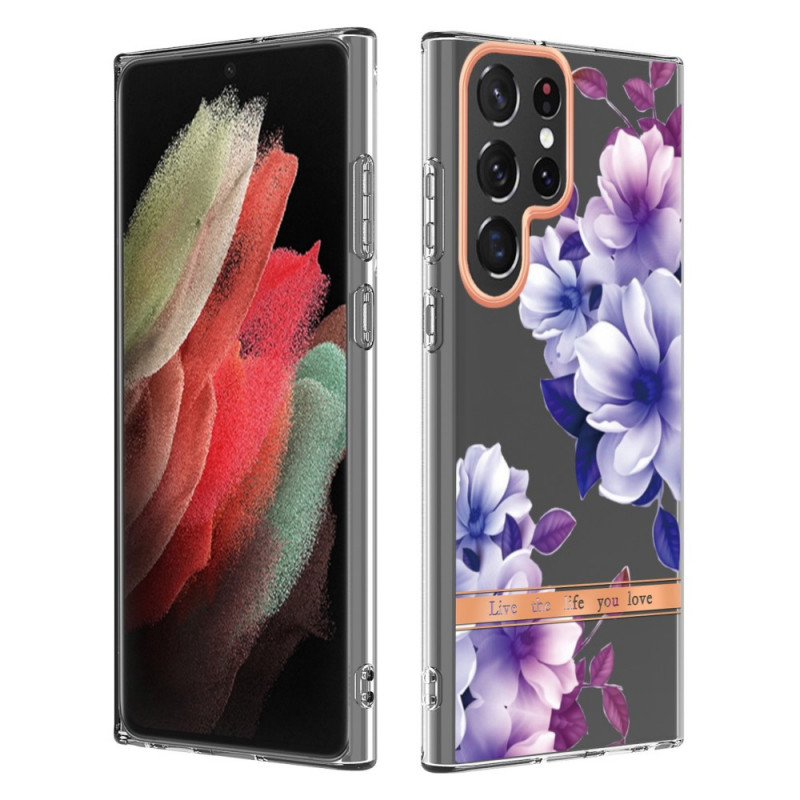 Samsung Galaxy S22 Ultra 5G hoesje Bloemen leef het leven waar je van houdt