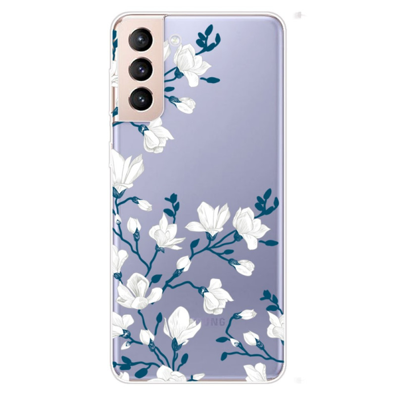 Samsung Galaxy S22 5G duidelijk geval witte bloemen