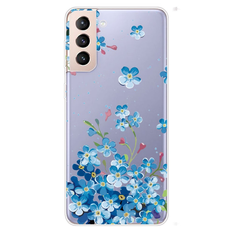 Samsung Galaxy S22 5G Blauwe Bloemen Hoesje