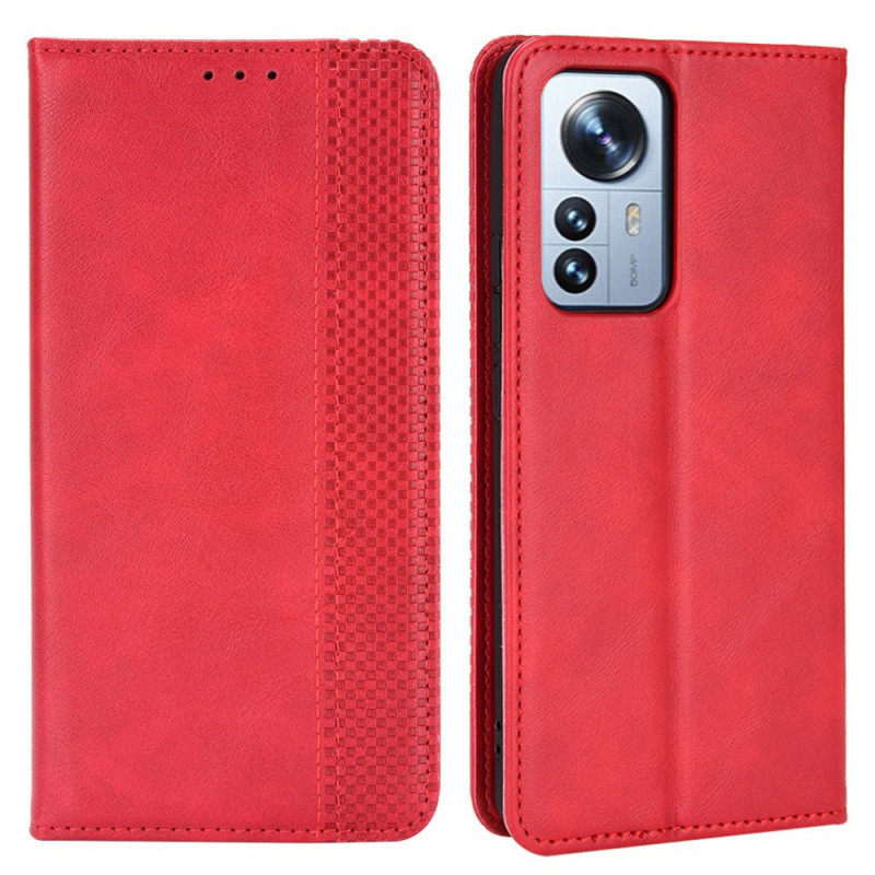 Flip Cover Xiaomi 12 Pro Effet Cuir Vintage Stylisé
