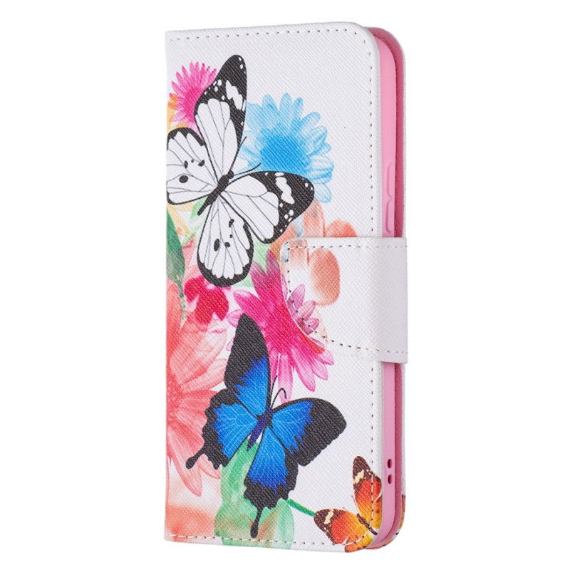 Samsung Galaxy S22 5G Hoesje Beschilderde Vlinders en Bloemen