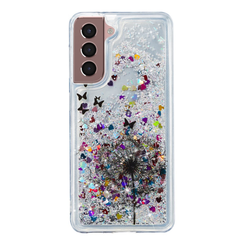 Samsung Galaxy S22 5G Glitter Paardebloem Case