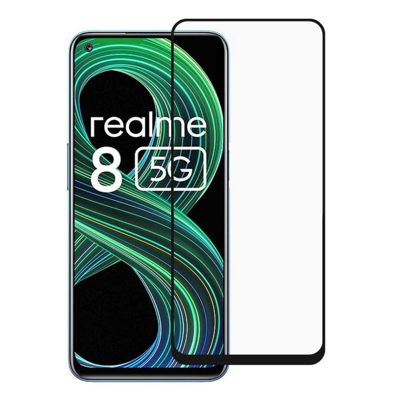 Realme 8 5G Zwart Contour getemperd glas screenprotector