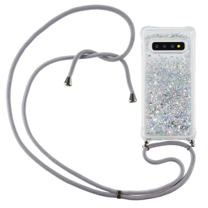 Samsung Galaxy S10 Glitter Hoesje met Lanyard