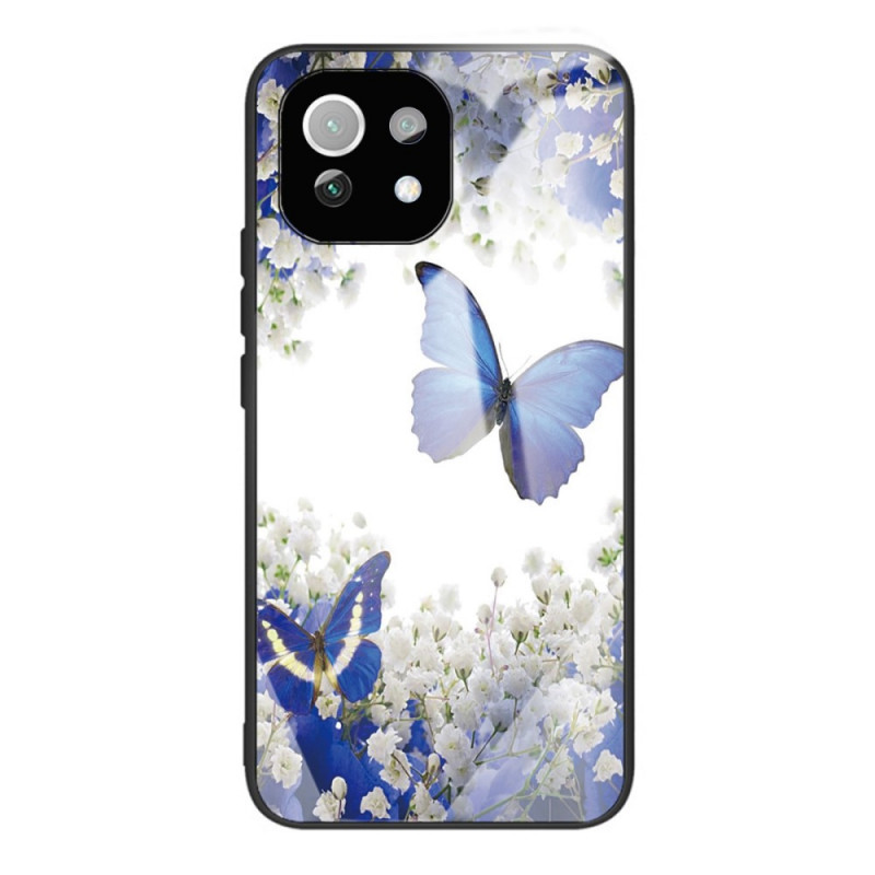 Xiaomi 11 Lite 5G NE/Mi 11 Lite 4G/5G gehard glas case blauw vlinders
