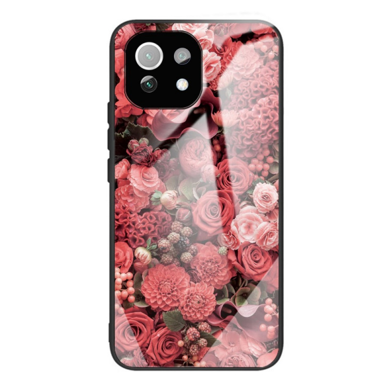 Xiaomi 11 Lite 5G NE/Mi 11 Lite 4G/5G harde Cover glas roze bloemen